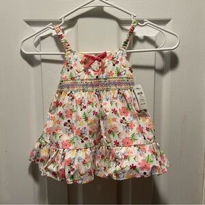 NWT Disney Baby Floral Minnie Mouse Dress with Matching Diaper Cover; Size 0-3